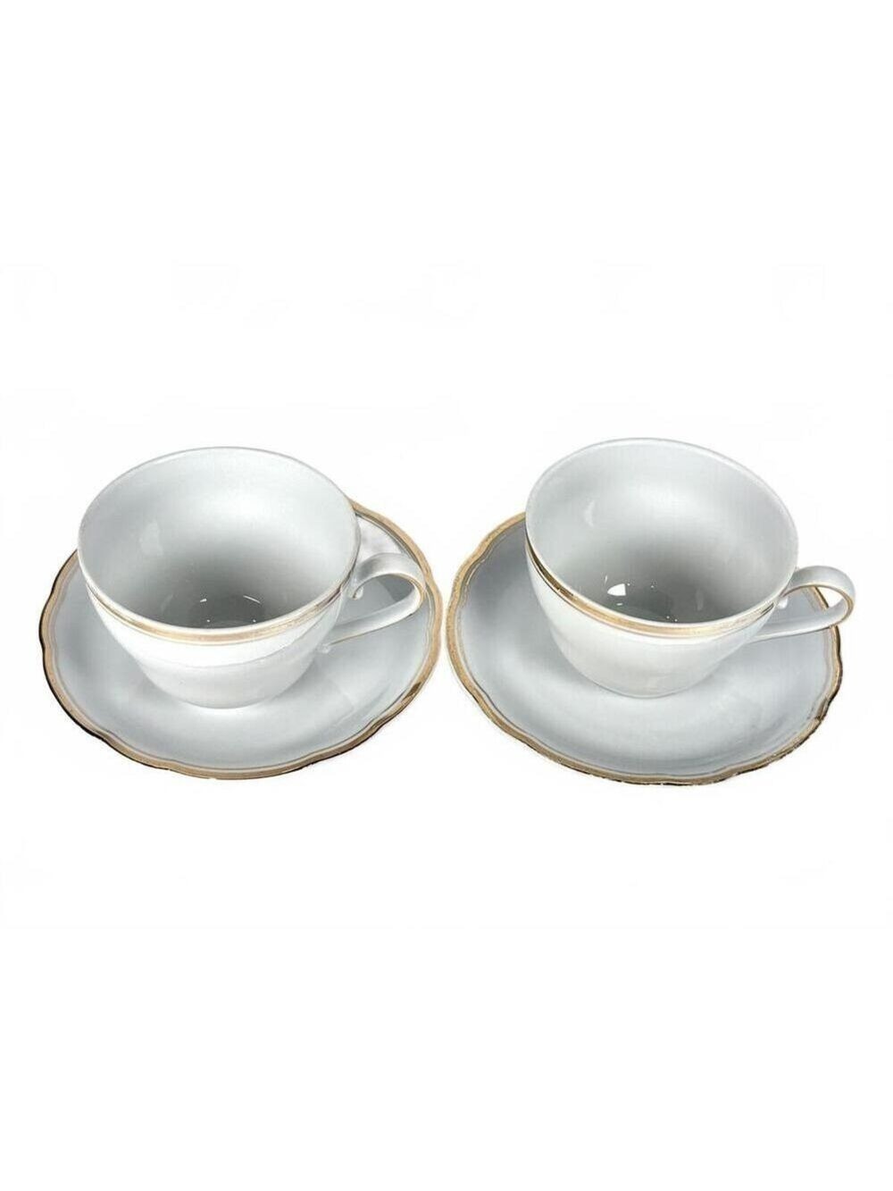 Set of 2 Vintage Kahla GDR Geometric Porcelain Tea Cups and Saucers East Germany - Picture 6 of 14